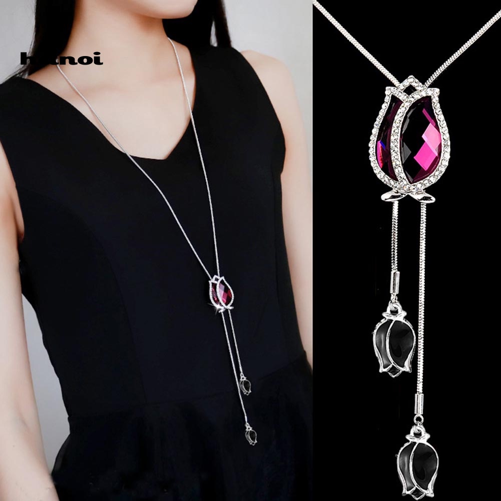 Vòng cổ MặT HìNh Hoa Tulip PhốI Tua Rua ThờI Trang Cho Nữ