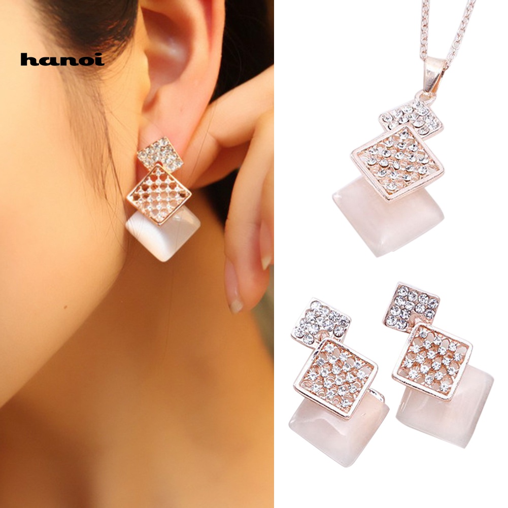 Set Vòng cổ + Bông Tai ĐíNh NgọC MắT MèO Giả ThờI Trang Cho