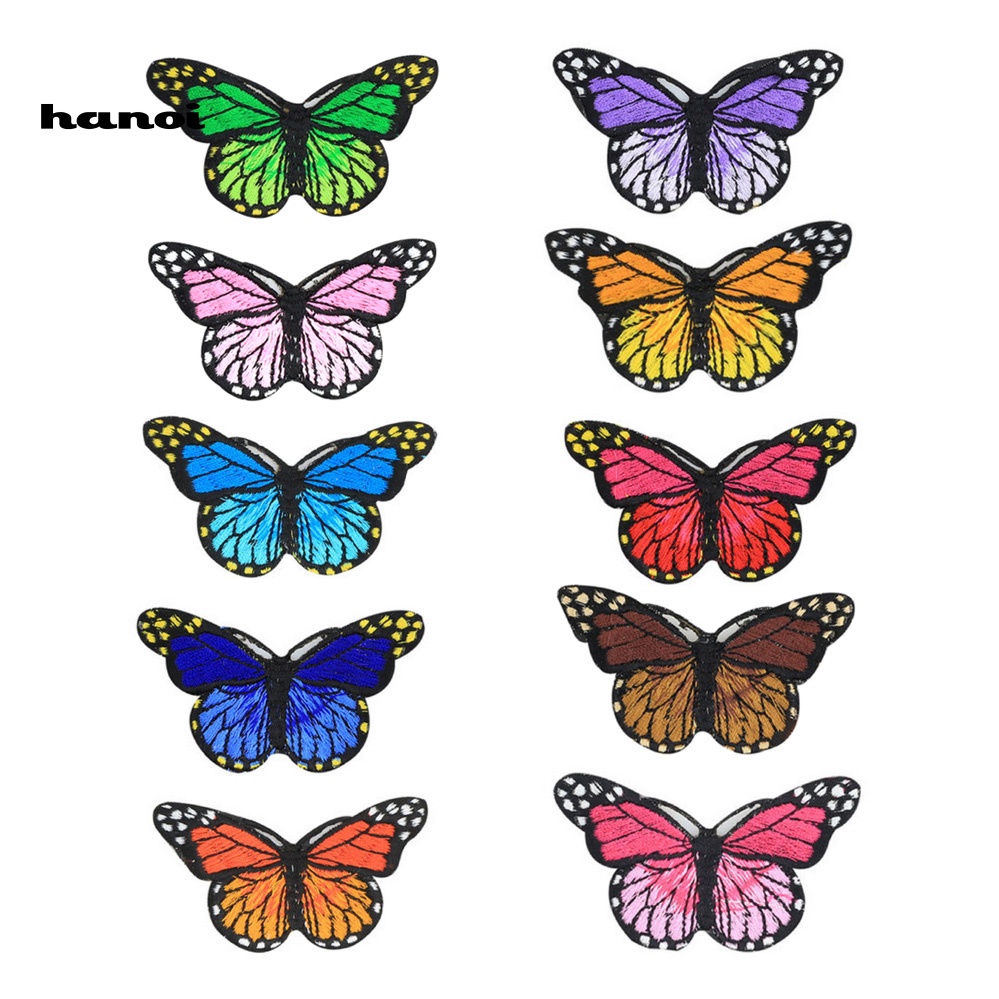 Set 10 Miếng Dán Trang Trí Quần Áo Hình Bướm Xinh Xắn