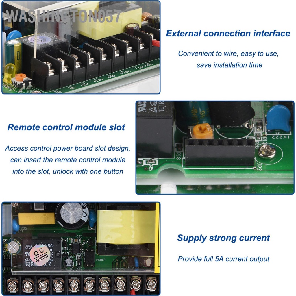 Washington057 DC 12V/5A AC 110‑240V Hệ thống kiểm soát ra vào cửa Bộ nguồn chuyển mạch Nguồn điện UPS