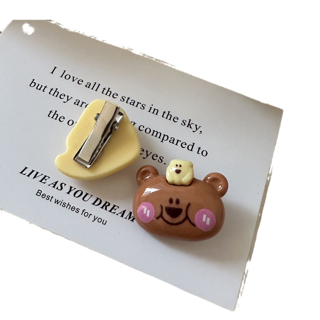 Kẹp Tóc Hình Gấu Hoạt Hình Nhiều Màu Phong Cách Hàn Quốc Dễ Thương Thời Trang Mùa Hè Cho Bé Gái