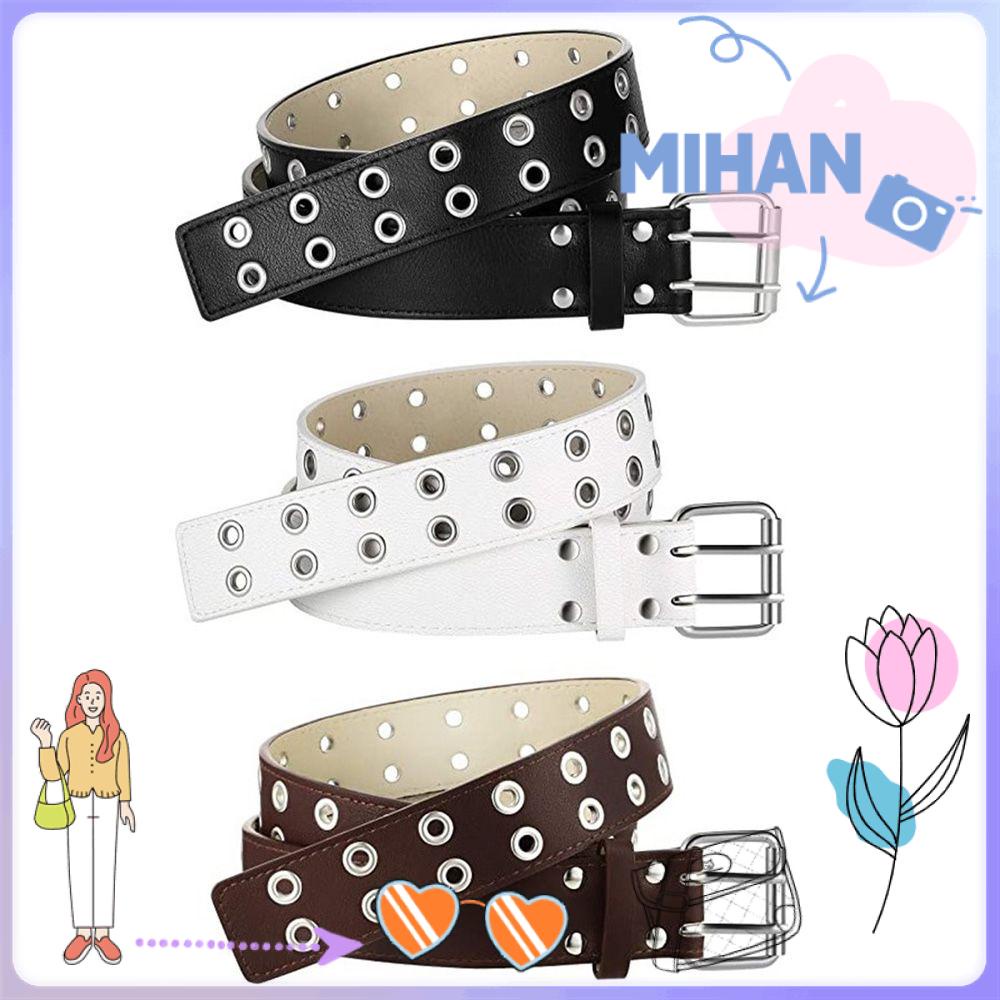 Thắt lưng da PU khóa đôi phong cách gothic cá tính thời trang cho nữ
