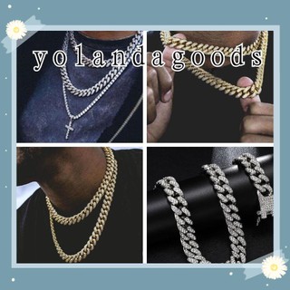 Chuỗi Dây Chuyền Dát Kim Cương Sáng Bóng Sang Trọng Phong Cách Hiphop Rộng 12mm Cuba Cho Nam Và Nữ