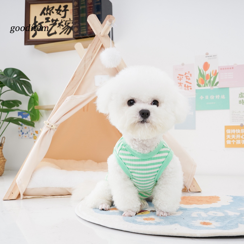Gooditne Áo Sát Nách Kẻ Sọc Bằng Cotton Mềm Thấm Hút Mồ Hôi Thoáng Khí Dễ Mặc Mùa Hè Cho Thú Cưng