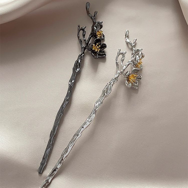 2024 Phong Cách Mới Kẹp Tóc Đen Bé Gái Mùa Hè Thanh Lịch Mũ Mận Mũ Đội Đầu