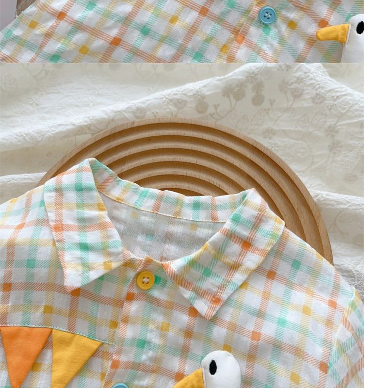 Bộ Áo Liền Quần Tay Ngắn In Hình Vịt Dễ Thương Thời Trang Mùa Hè Cho Bé