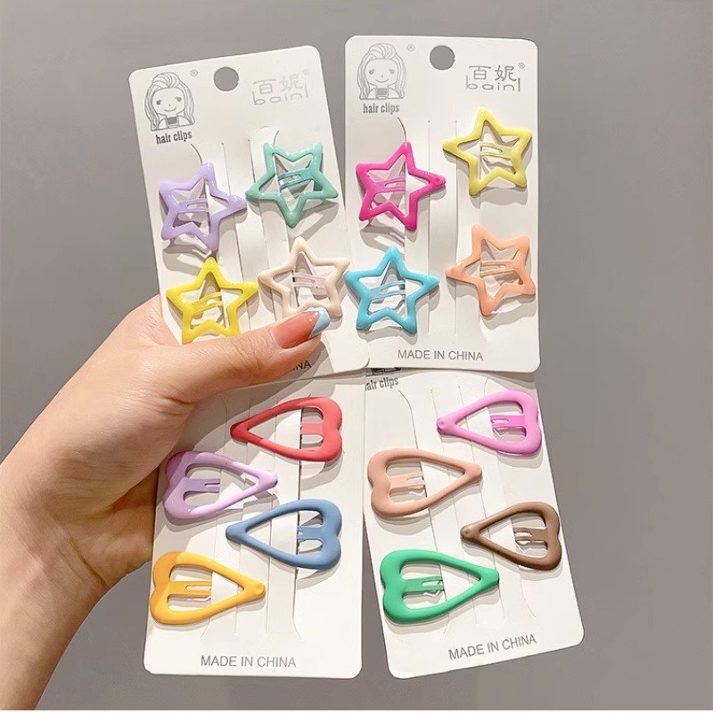 Bộ Kẹp Tóc Hình Ngôi Sao Năm Cánh Màu Kẹo Ngọt Phong Cách Hàn Quốc Dễ Thương Cho Bé Gái
