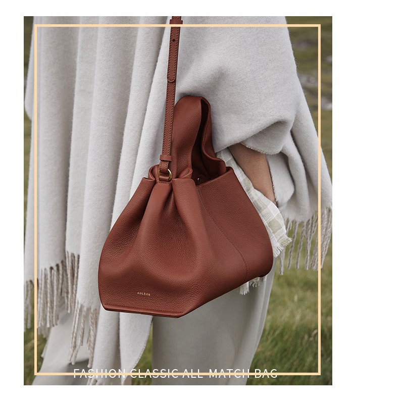 Túi Xách Da Thật Phối Dây Đeo Vai Tháo Rời Được Thời Trang Cho Nữ