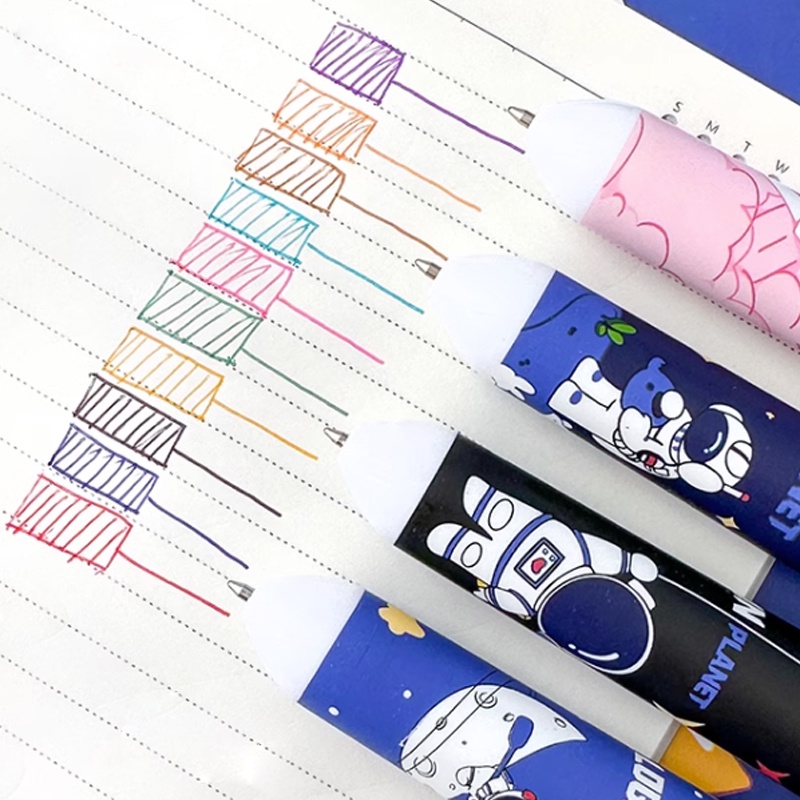 10 màu sắc 0,5mm phim hoạt hình phi hành gia dòng bút bi có thể thu vào bút bi cầm tay đầy màu sắc