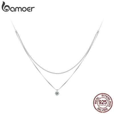 Bamoer Vòng cổ Hai Lớp Bạc 925 Thời Trang Dành Cho Nữ