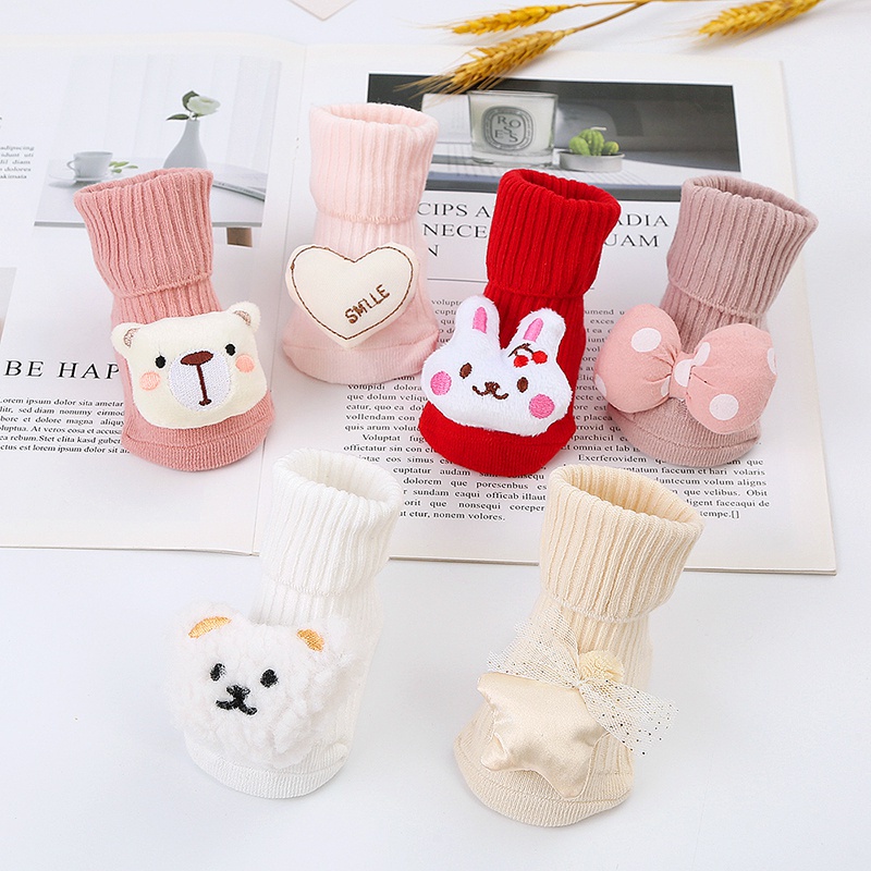 Vớ Cotton In Họa Tiết Thú Hoạt Hình Dễ Thương Cho Bé Sơ Sinh Từ 0-3 Tuổi