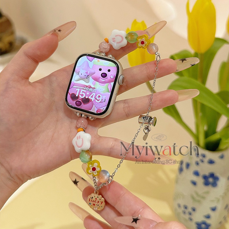 Dây Đeo Đồng Hồ Họa Tiết Hoa Dễ Thương Cho iwatch series 8 7 6 5 4 3 2 1 SE 49mm 45mm 44mm 41mm 40mm 42mm 38mm