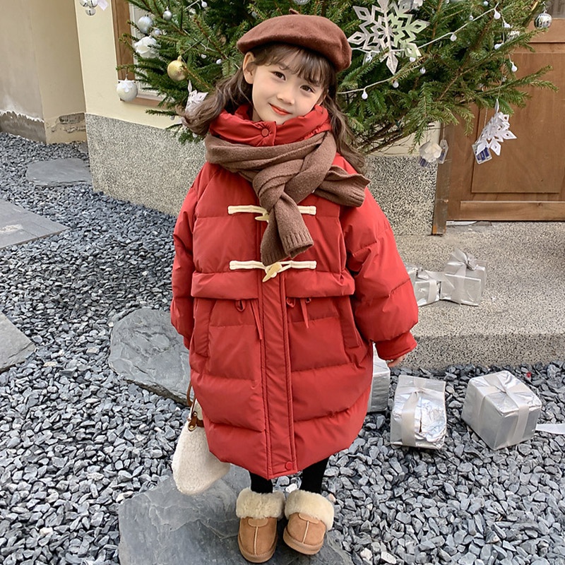Áo Khoác Phao Dáng Dài Chất Liệu Cotton Dày Dặn Thời Trang Mùa Đông Cho Bé
