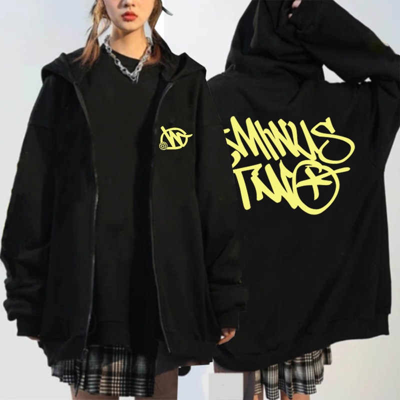 Áo Khoác Hoodie Có Khóa Kéo Minus Two Y2K In Họa Tiết Đường Phố harajuku Dành Cho Nam Nữ
