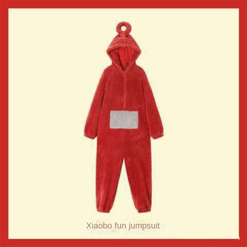 Bộ Đồ Ngủ Liền Thân Bằng Lông Cừu San Hô Dày Dặn In Hoạt Hình Teletubbies Dễ Thương Thời Trang Thu Đông Cho Cặp Đôi
