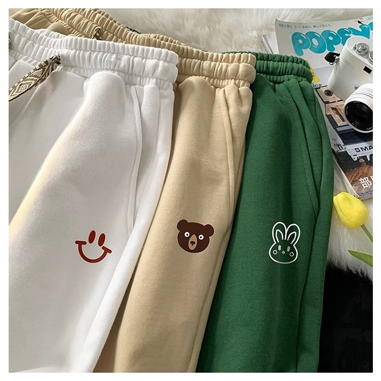 Quần Short Thể Thao 5 / 4 Dáng Rộng In Họa Tiết Hoạt Hình Phong Cách Hàn Quốc Thời Trang Mùa Hè Cho Nam Size M-5XL