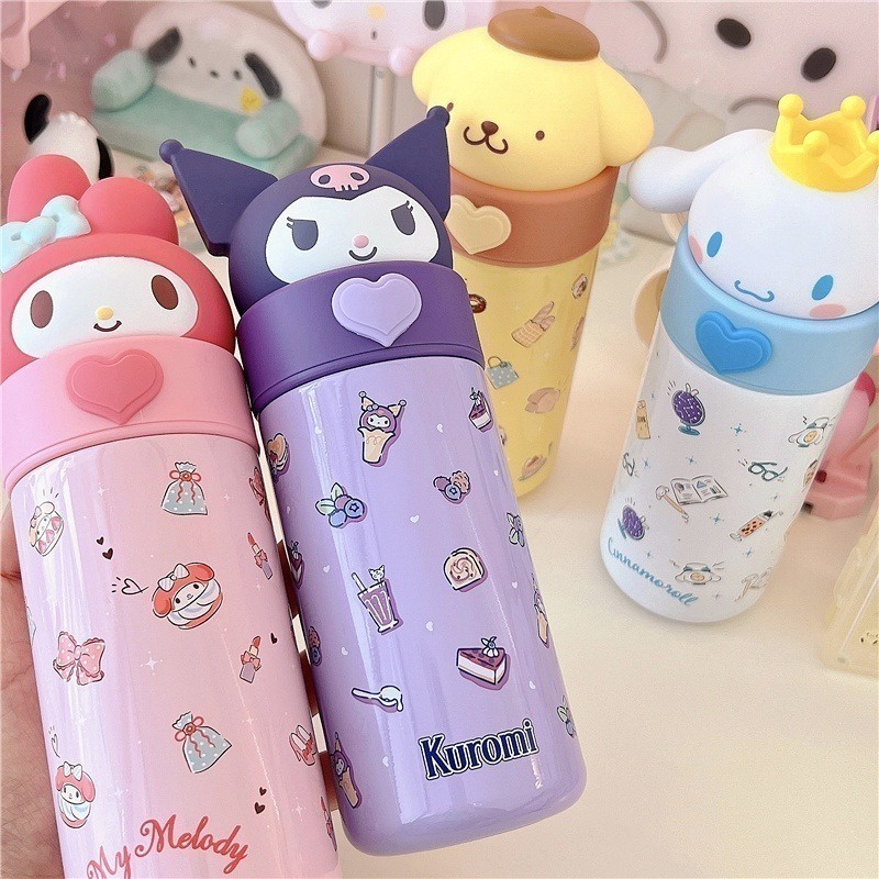 SANRIO Bình Nước Hình Cinnamoroll Kuromi My Melody Pom Pom Purin Dễ Thương 350ml