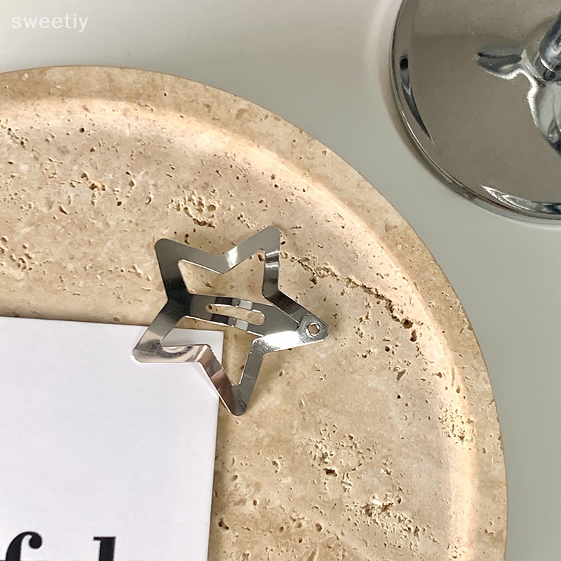 Set 10 Kẹp Tóc Hình Ngôi Sao Năm Cánh Bằng Kim Loại Chống Trượt Cho Nữ y2k Mới