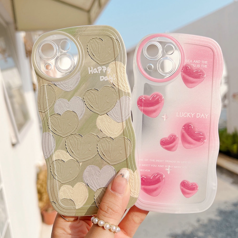DBW| Ốp lưng Đối với OPPO F3 Reno 3 4 4F 5 5F 6 7 8 7Z 8Z 8T A16K A16E A38 A39 A57 A77 A91 A93 A94 2020 A58 A78 4G A98 Soft Couple Crystal Oil Painting Love Wave Edge Handphone Case