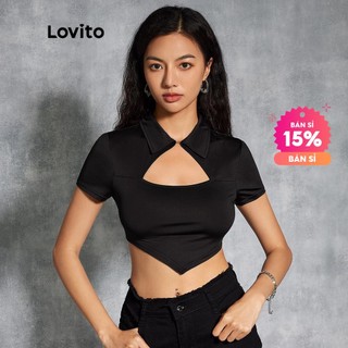Lovito Áo Thun Trơn Cổ Thuyền L20D1012 (Đen)