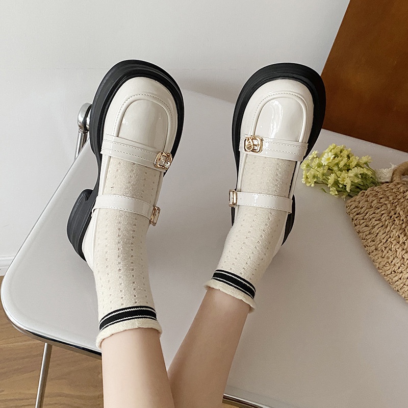 One more shoes⭐Giày Cao Gót Da Mũi Tròn Phong Cách Mary Jane Hàn Quốc Cho Nữ