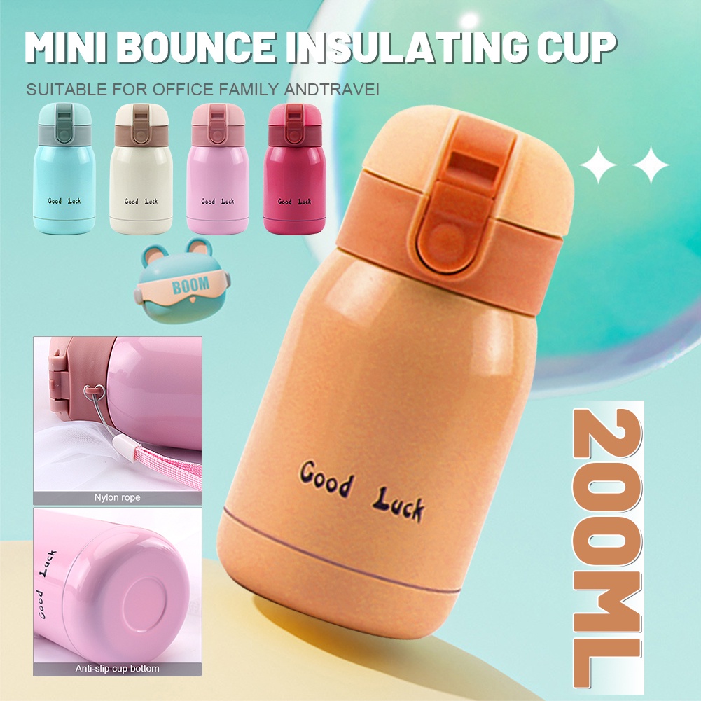 Mini 200/360ml Bình Giữ Nhiệt Bằng Thép Không Gỉ 304 Bình Cà Phê Di Động Bình Nước Thể Thao
