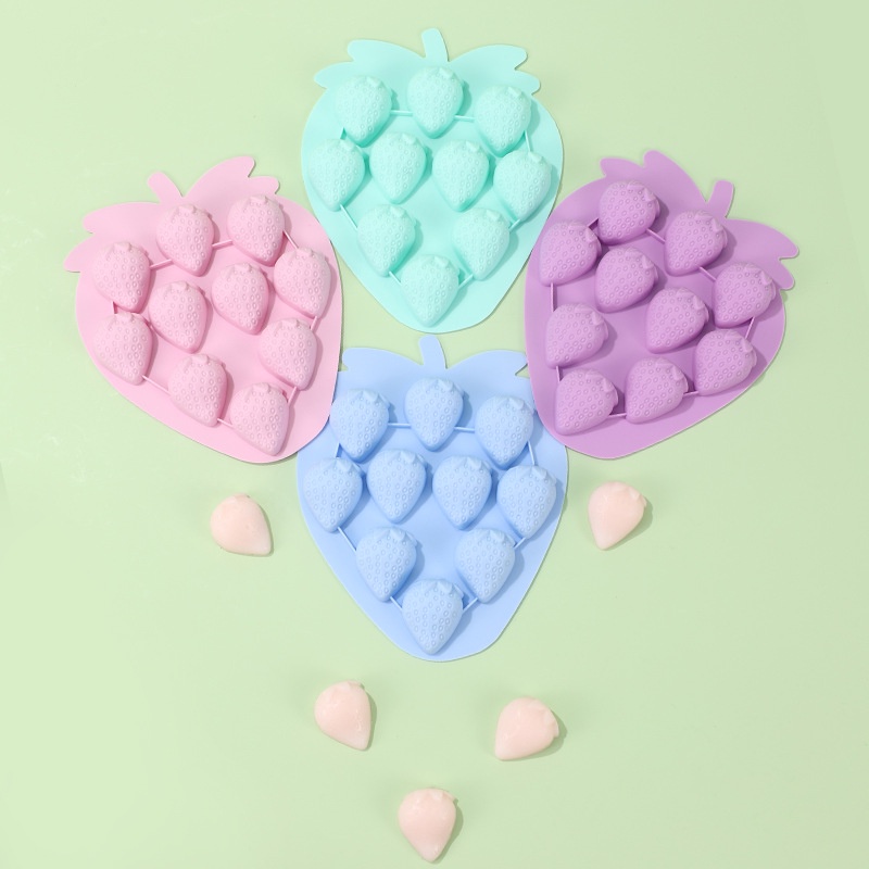 3d strawberry ice cube khuôn silicone khuôn nướng khuôn kẹo sô cô la khuôn đất sét nhựa làm bằng tay khuôn tiệc cupcake dụng cụ trang trí yr