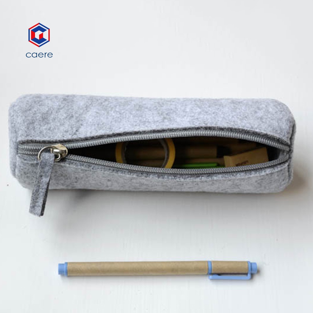 Caeae hộp đựng bút chì cầm tay nỉ hộp bút học sinh thước tẩy văn phòng phẩm túi dây kéo
