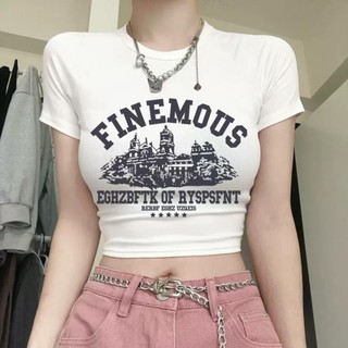 Áo croptop tay ngắn PINKSTORE29 in họa tiết phong cách cá tính FINE MOUS A5806
