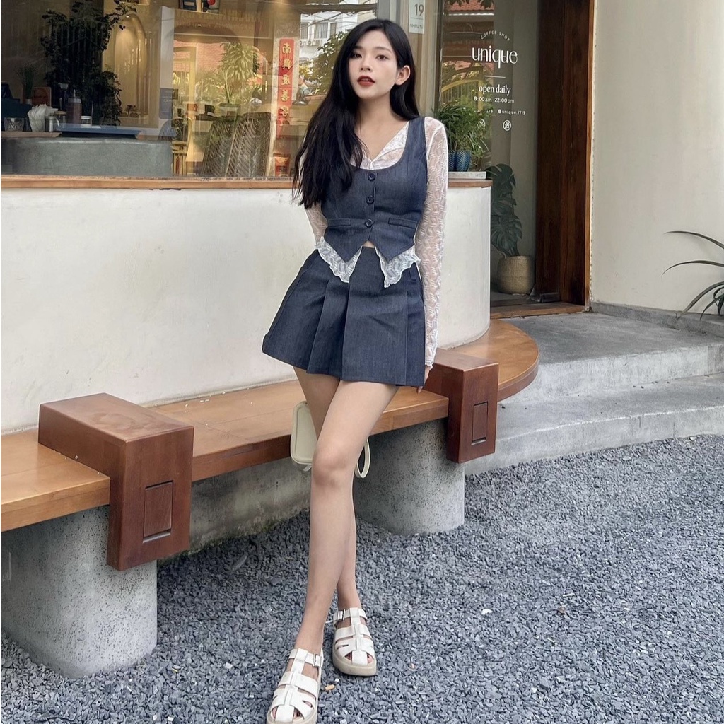 Set jean 3món xếp ly