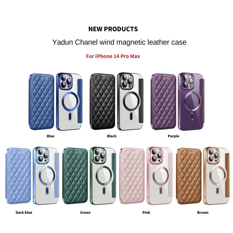 Thời trang flip xiaoxiangfeng magnetic wireless charging card case leather phone case for iphone14 13 12 11 promax 11 pu lens protection case chống sốc
