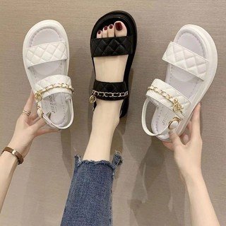 122 ladies fashion joker buckle strap gold chain non-slip sandals