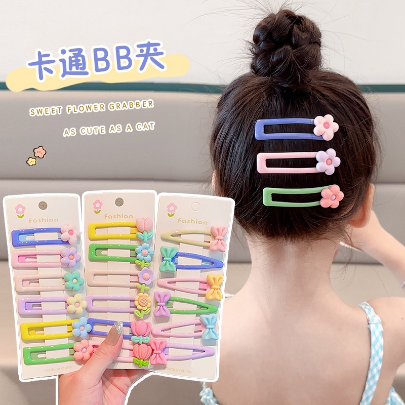Kẹp tóc trẻ em đầy màu sắc cho bé gái bộ ghim tóc ngọt ngào trượt tóc dễ thương kẹp tóc hoa tình yêu kẹo bb kẹp