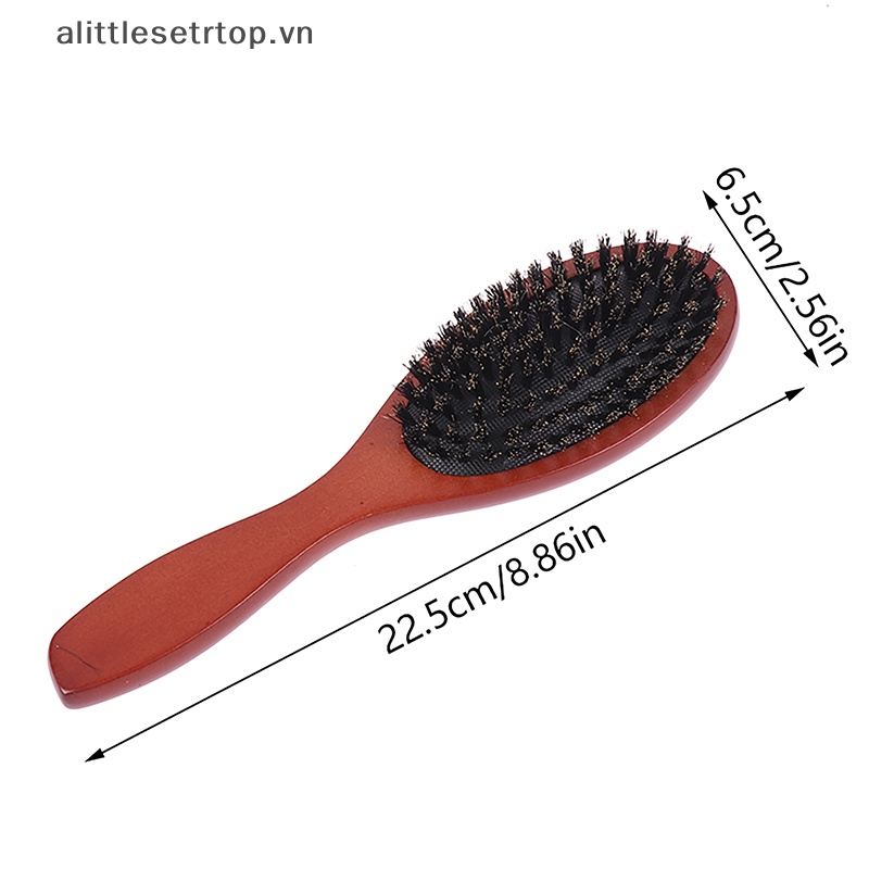Alittlesetrtop boar bristle hair brush women combs for hair wood hairbrush detangle duỗi tóc bàn chải tóc lược cắt tóc phụ kiện cắt tóc.