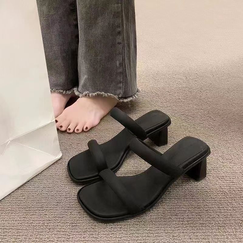 Thời trang nữ retro high-heeled khí chất pháp dép chunky heel sandals 02701