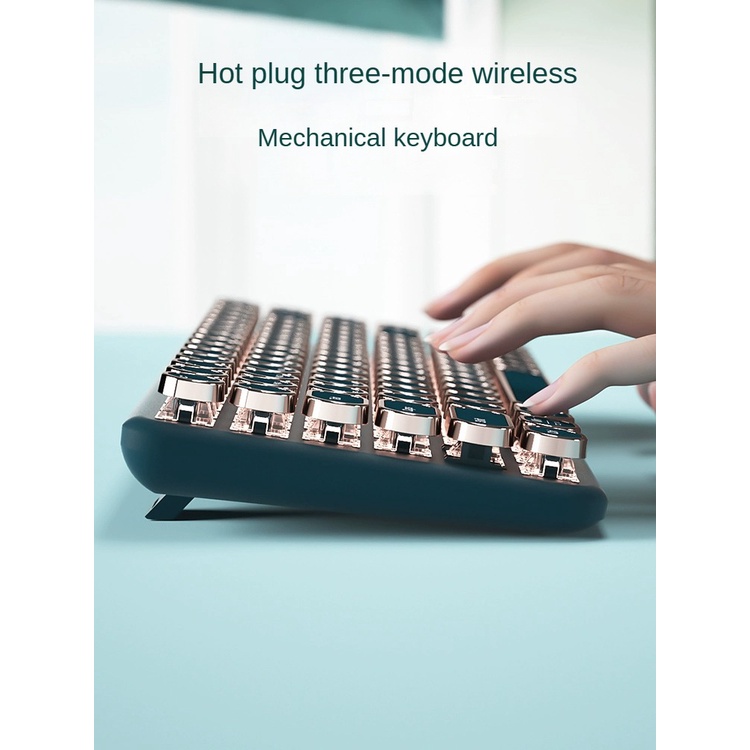 Bàn Phím Cơ bluetooth Không Dây 3 Chế Độ Nhỏ Gọn Phong Cách vintage