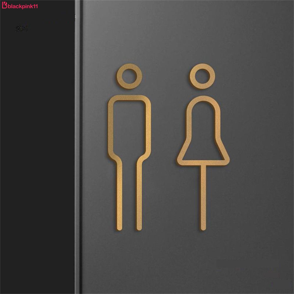 Bảng hiệu toilet vàng đen Bảng hiệu dán tường cửa toilet bằng đồng thau Bảng hiệu giá đỡ wc blackpink11