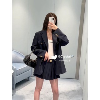64NL MiuMiu 23 Fall/Winter New Age-reducing fashion college style loose slimming suit jacket skirt can be shot alone