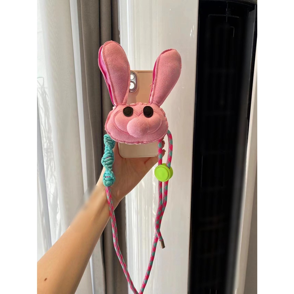 Influencer phong cách mới búp bê điện thoại di động quay lại phim hoạt hình thỏ sọc dễ thương sứ giả điện thoại di động kẹp đồ trang trí búp bê