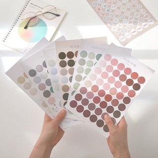 Bộ 48 sticker dán hình tròn nhiều màu dán Bullet, nhãn dán dot journal, Planner