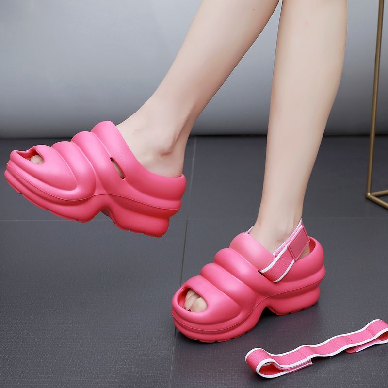 Wedge heel women's slippers / sandals dual-use shoes phong cách mới thick-soled all-match slipp tinh tế