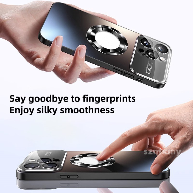 Vỏ điện thoại từ tính màu đen mờ ag cao cấp cho iphone 14 13 12 pro max 11 với nắp lưng bảo vệ máy ảnh bằng kính