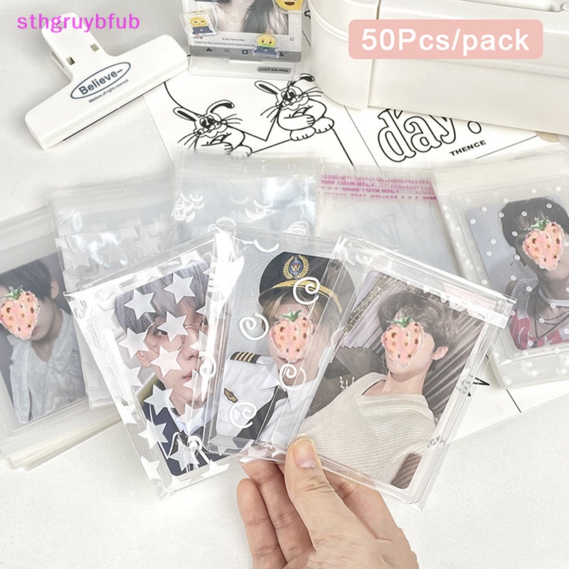 Sthb 50 cái / gói trong suốt star self-adhesive opp bag kpop idol photo cards túi lưu trữ bảo vệ photocard card sleeves vn