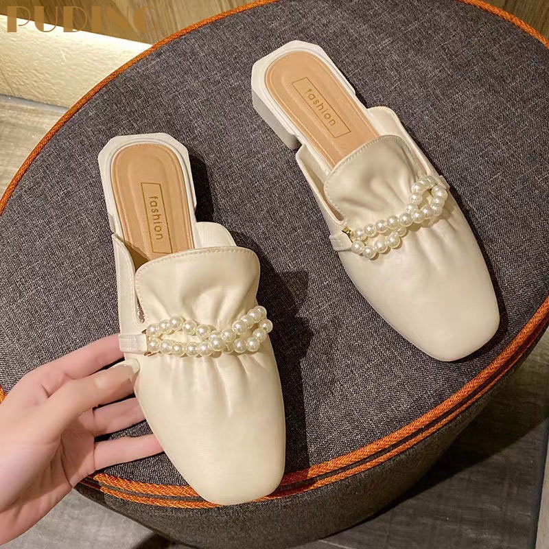 Puding. dép nữ. Dép nữ thời trang phiên bản hàn quốc. Phụ nữ mặc giày lười. Dép đính cườm thoải mái cho nữ.