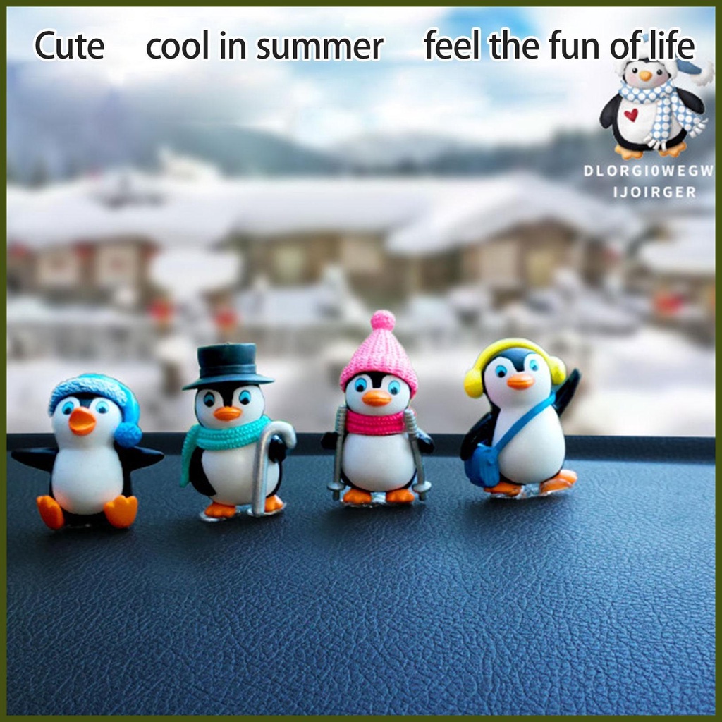 Trang trí bảng điều khiển ô tô penguin penguin đồ trang trí tượng động vật trang trí mini penguin figures cartoon trung tâm dễ thương tongvn