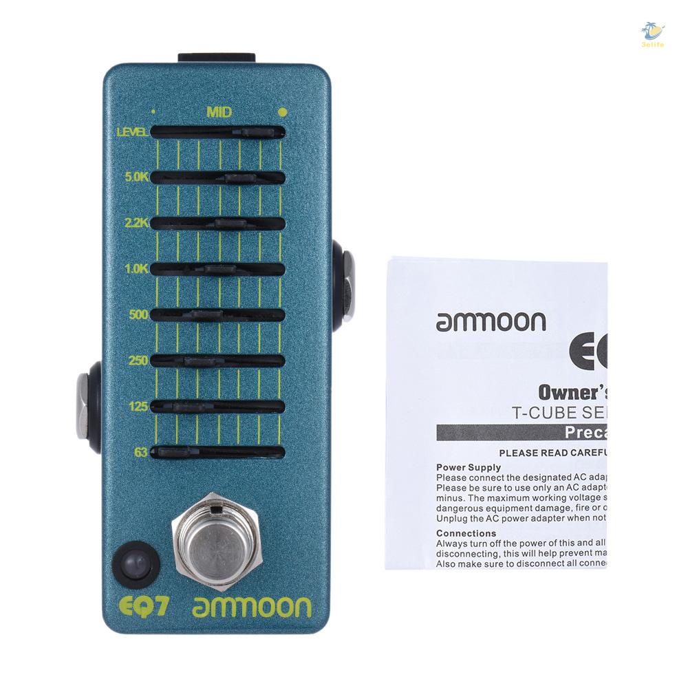 3elife ammoon eq7 mini guitar equalizer effect pedal 7-band eq aluminium alloy body true bypass