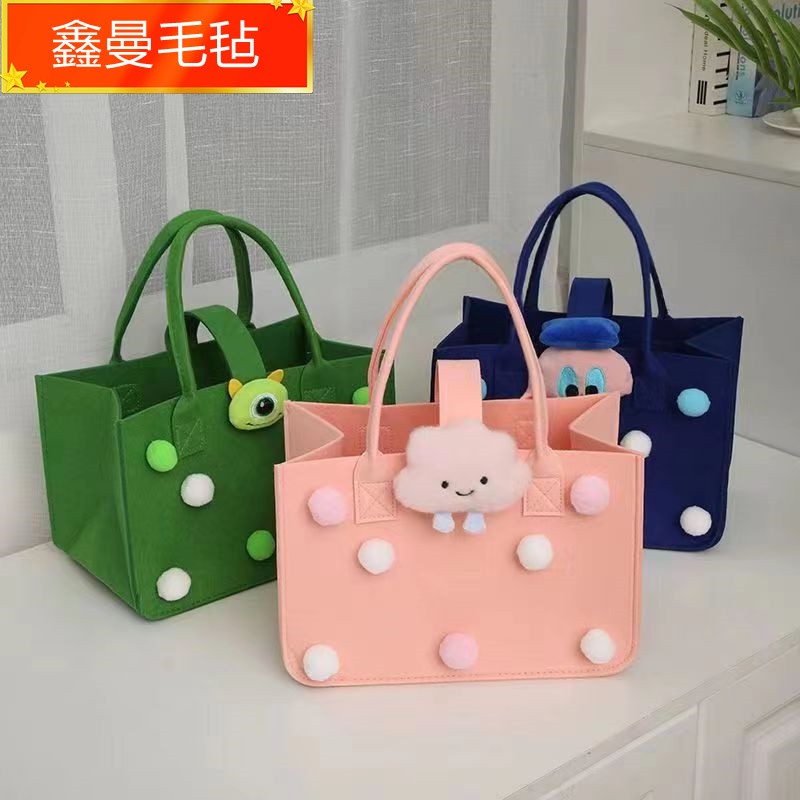 Phim hoạt hình phim hoạt hình túi nỉ one-year-old túi xách lưu niệm cho bé hàng tháng túi lưu niệm diy felt gift bag bán buôn