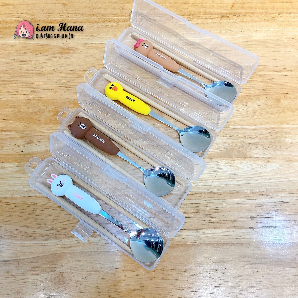 Bộ muỗng đũa nĩa văn phòng Brown Cony Chocco Sally dễ thương