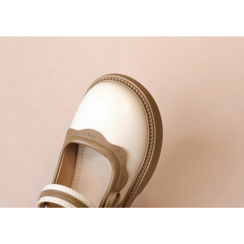 Simple bowknot leather flat shoes for baby girls elegant ruffle thoải mái soft sole anti-slippery kids shoes 2-16 tuổi