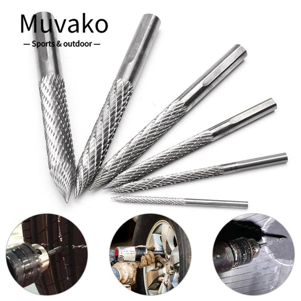 Muvako Máy khoan khí nén, mũi khoan móng hình nấm bạc nhiều kích thước, sửa chữa lốp xe bằng thép vonfram bền